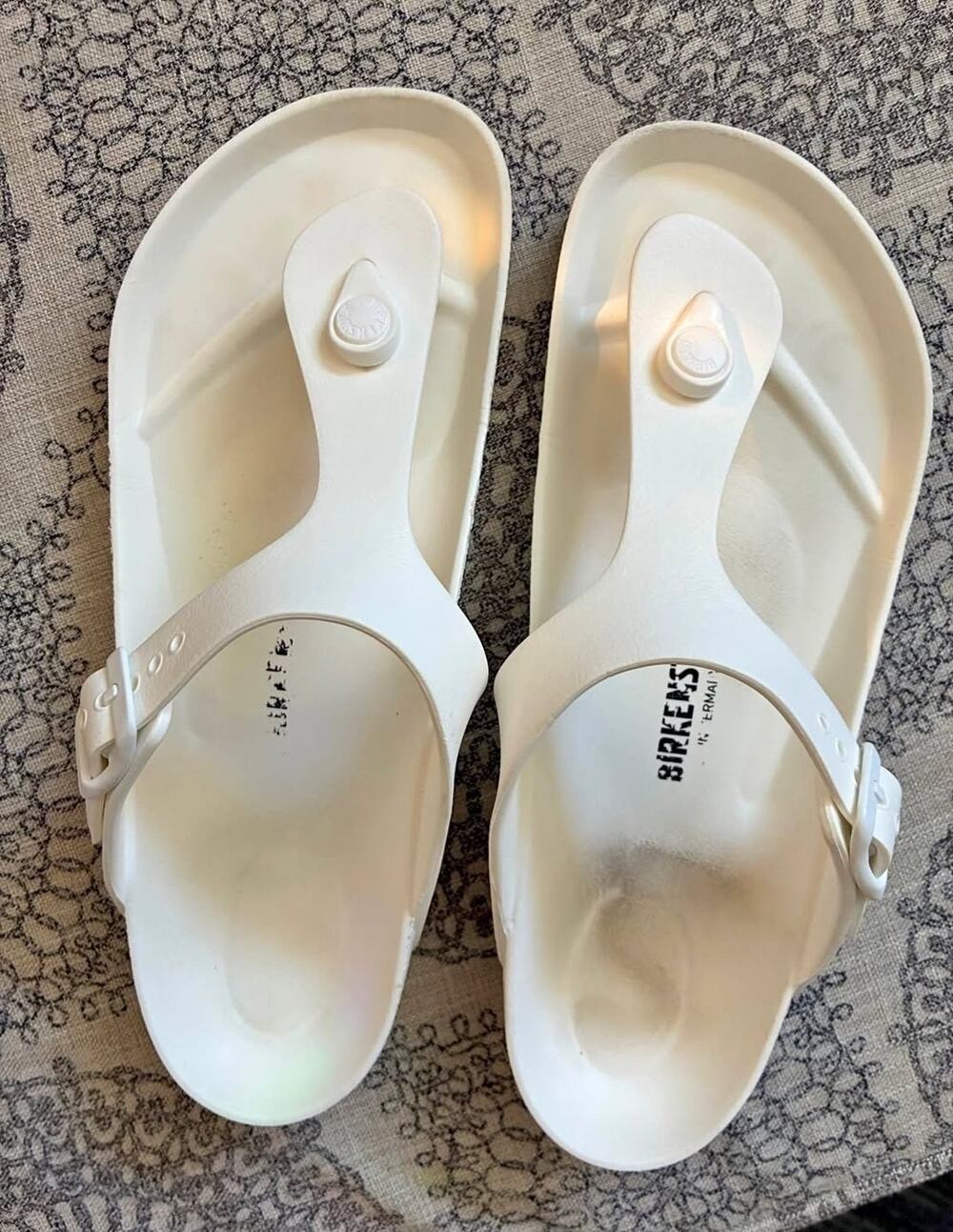 Birkenstock Gizeh Essentials EVA Sandals White Waterproof Thong Slide Women's 9